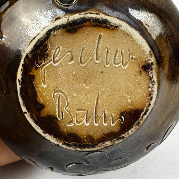 Vessel Jug Salt Glazed Pottery Germany Decor Stoneware Signed Geschwister Bahn - Picture 9 of 15